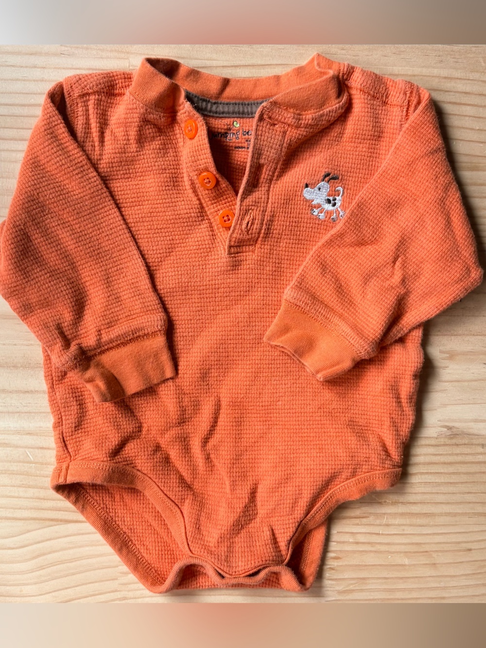 jumping beans Orange Waffle-Knit Long-Sleeve Bodysuit